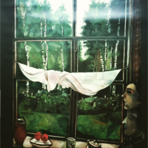 Marc Chagall la fentre vue boisée au torchon blanc