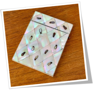 N.I 1910 ÉTUI À CARTES DE VISITE SHIBAYAMA NACRE MARQUETERIE