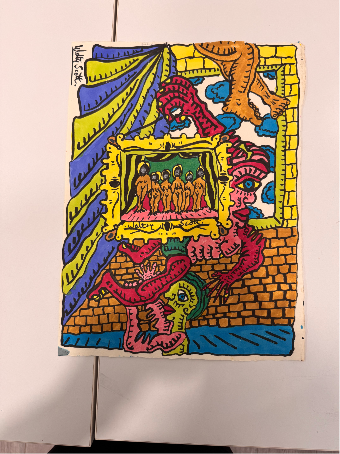 Les Encadrés - encre de chine - Walter Scott - Années '90