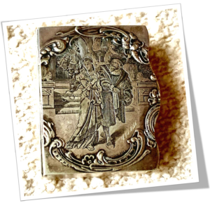 N.I 1900 ÉTUI À TIMBRES SCÈNE DE GENRE