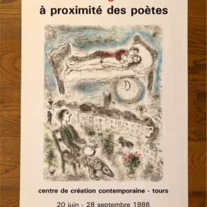 Marc Chagall Maeght à proximité des poètes - Tours (amoureux au dessus de l'artiste peintre et de la ville)