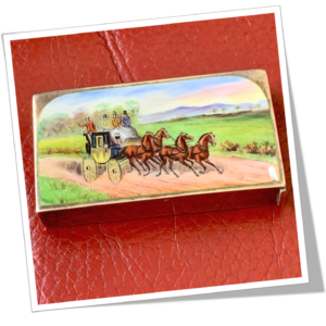 N.I 1890 BALADE EN CALÈCHE JAUNE ÉMAILLÉE