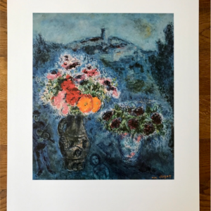 Bouquet de violettes sur fond bleu nuit Marc Chagall