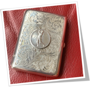 WILLIAM HUTTON 1909 ÉTUI À CIGARETTES GOLFEUR RINCEAUX