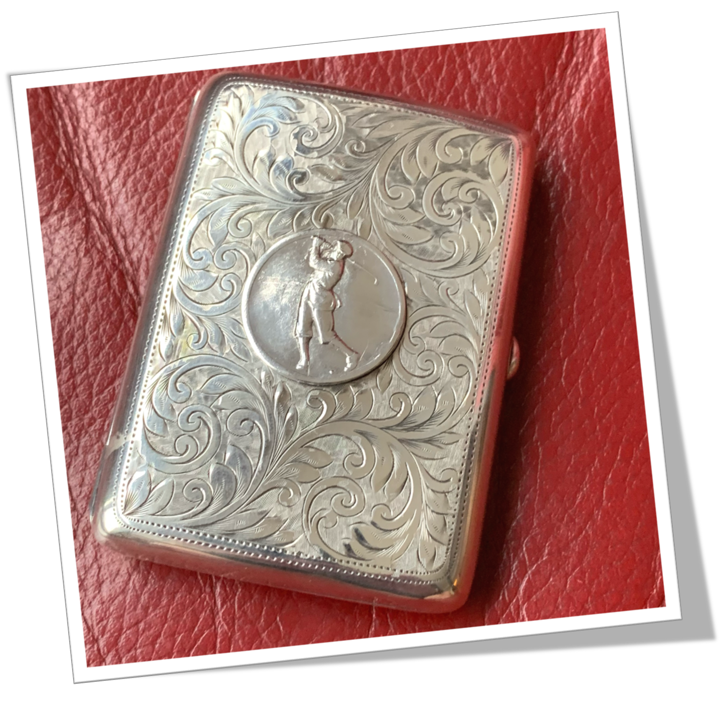 WILLIAM HUTTON 1909 ÉTUI À CIGARETTES GOLFEUR RINCEAUX