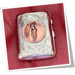 E.J TREVITT 1921 ÉTUI À CIGARETTES GOLFEUR BRONZE