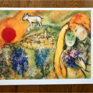 Les amoureux de Vence soleil rouge Marc Chagall