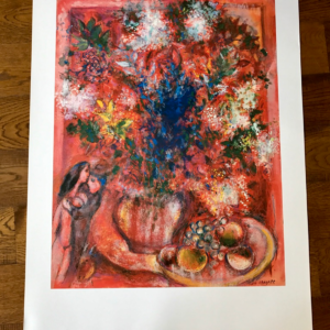 Amoureux au bouquet rouge Marc Chagall