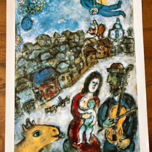 Marc Chagall Le village femme à l'enfant et l'ane jaune
